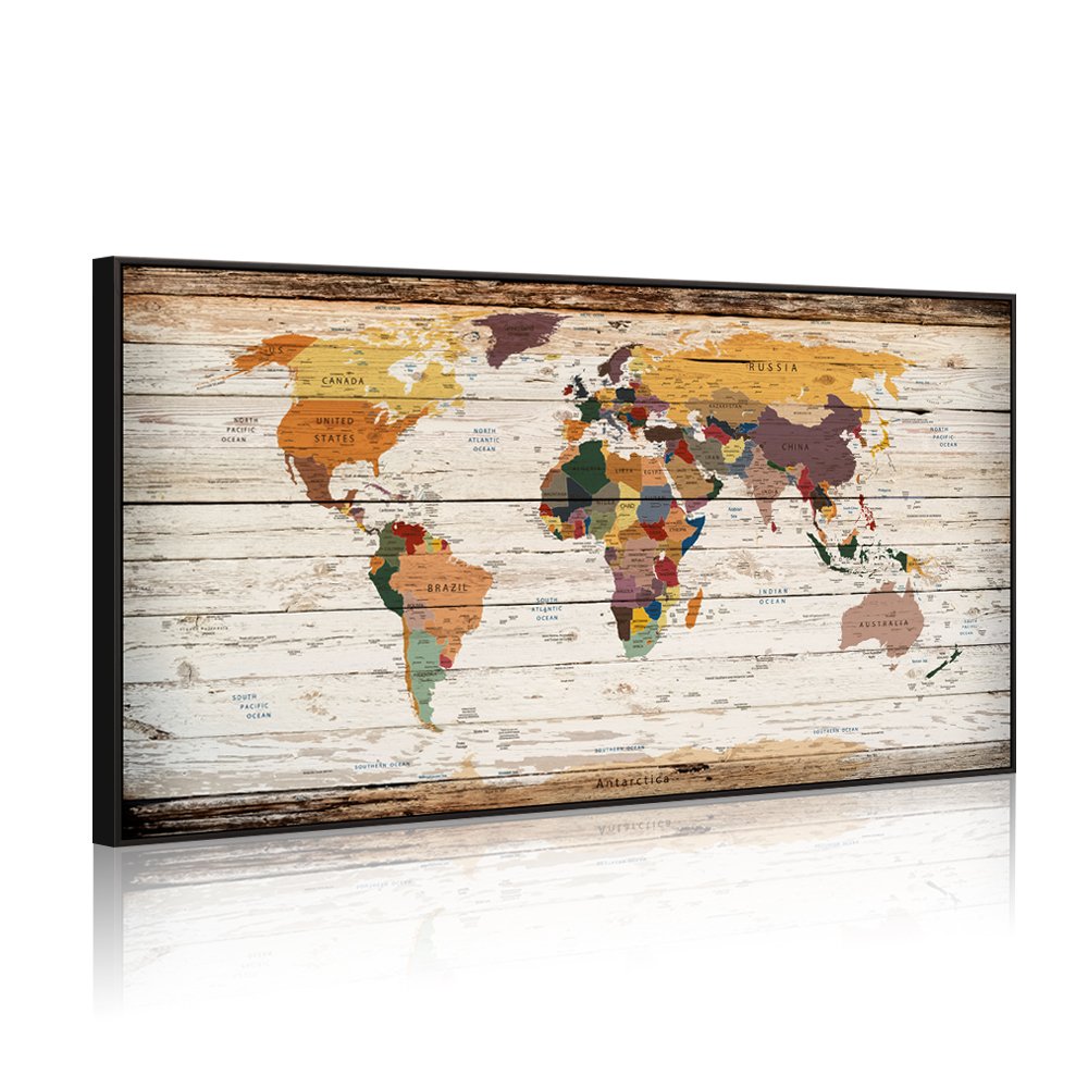 Buy Extreme Large 32"x55" Vintage World Canvas Prints Push Pin Atlas