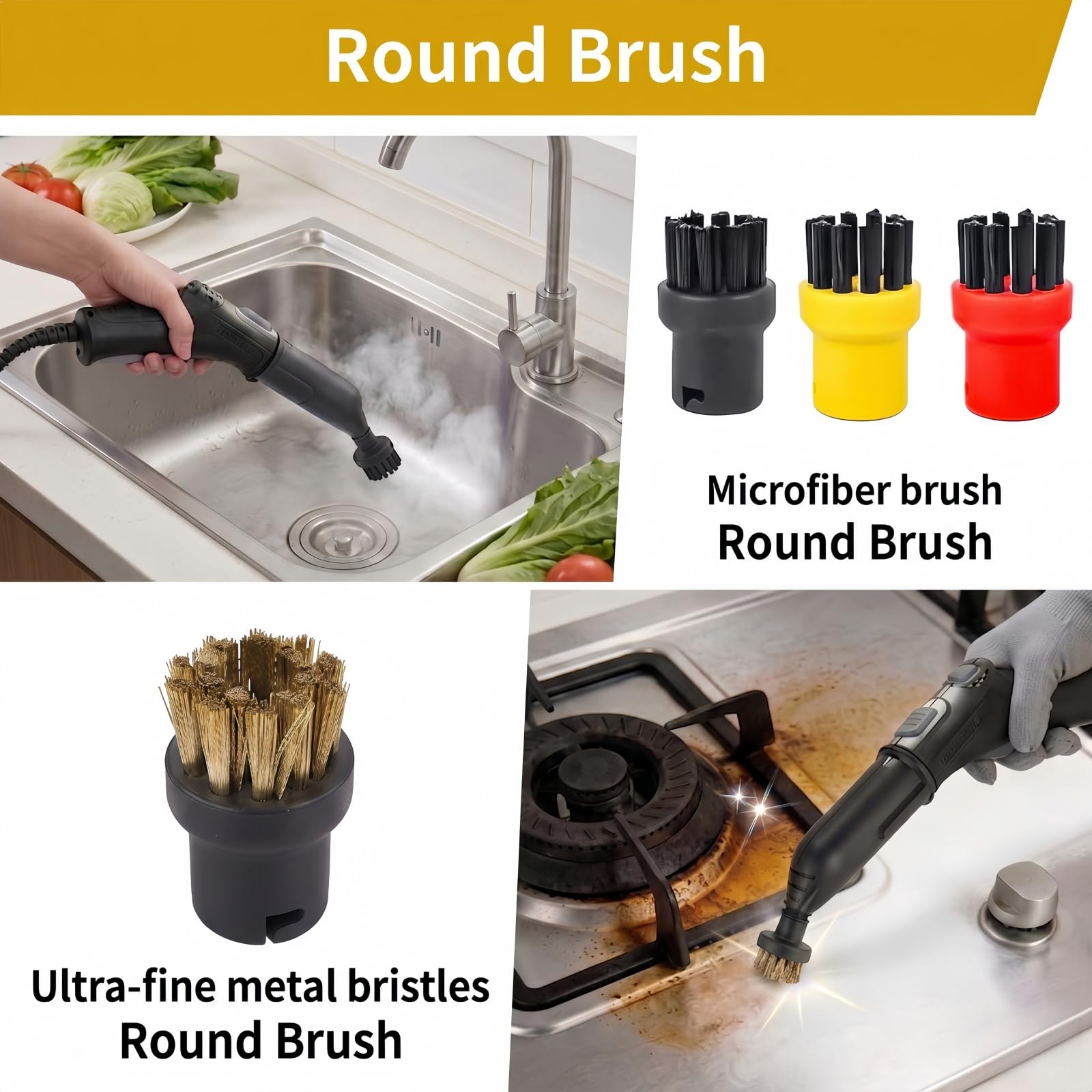 Kit de 13 Accessoires pour Nettoyeur Vapeur Compatible avec Kärcher EasyFix SC1 SC2 SC3 SC4 SC5, brosse ronde, brosse plate, buse allongée, buse coudée, buse pour recoins, chiffon en microfibre