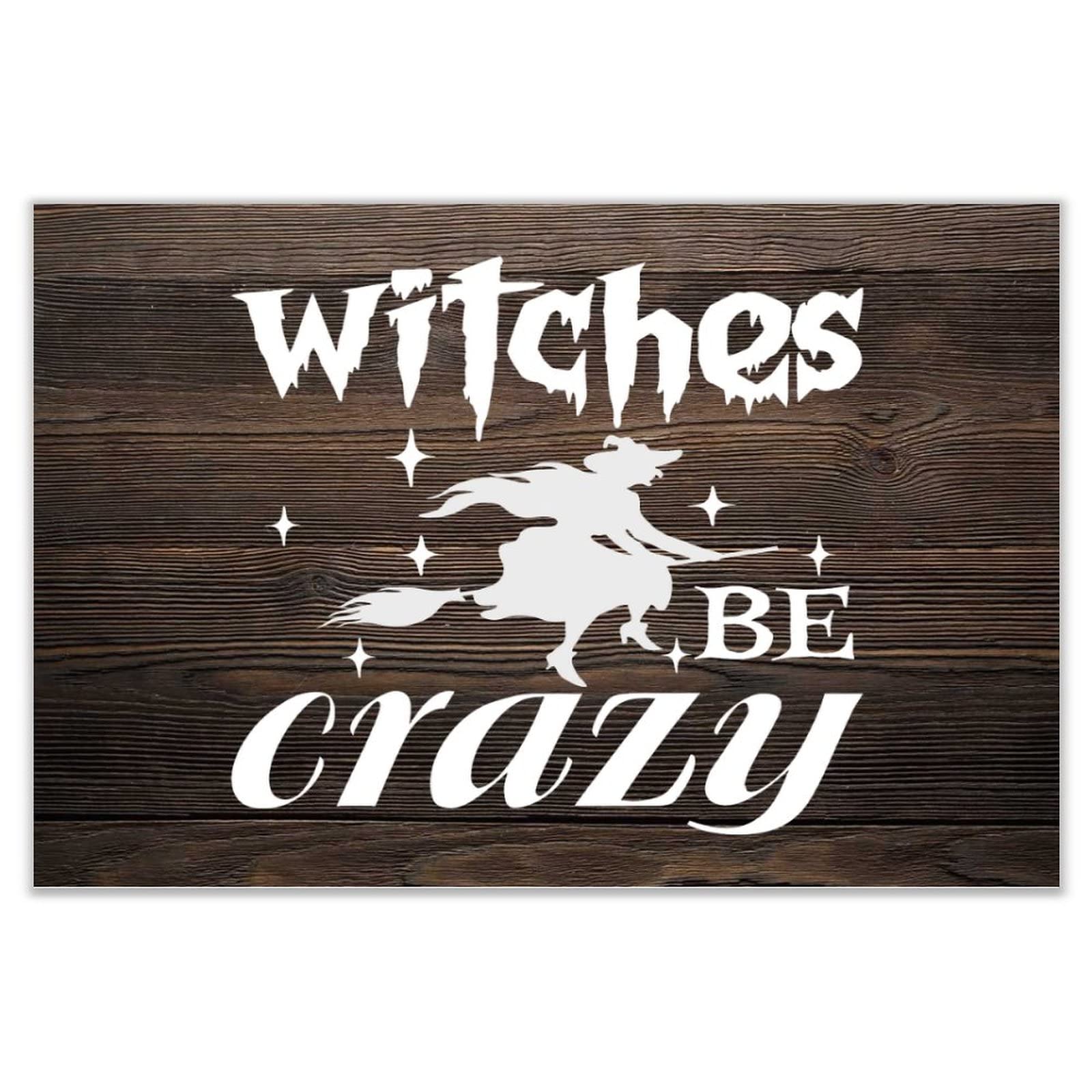 Plaque murale en bois Witches Be Crazy décoration peinte pour salon