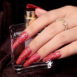 MAYCHAO 15ML Rose Pink Glitter Gel Nail Polish 1Pc Sparkle Pink Glitter Gel Polish Soak Off UV LED Nail Polish Nail Art Starter Manicure Salon DIY at Home, 0.5 OZ