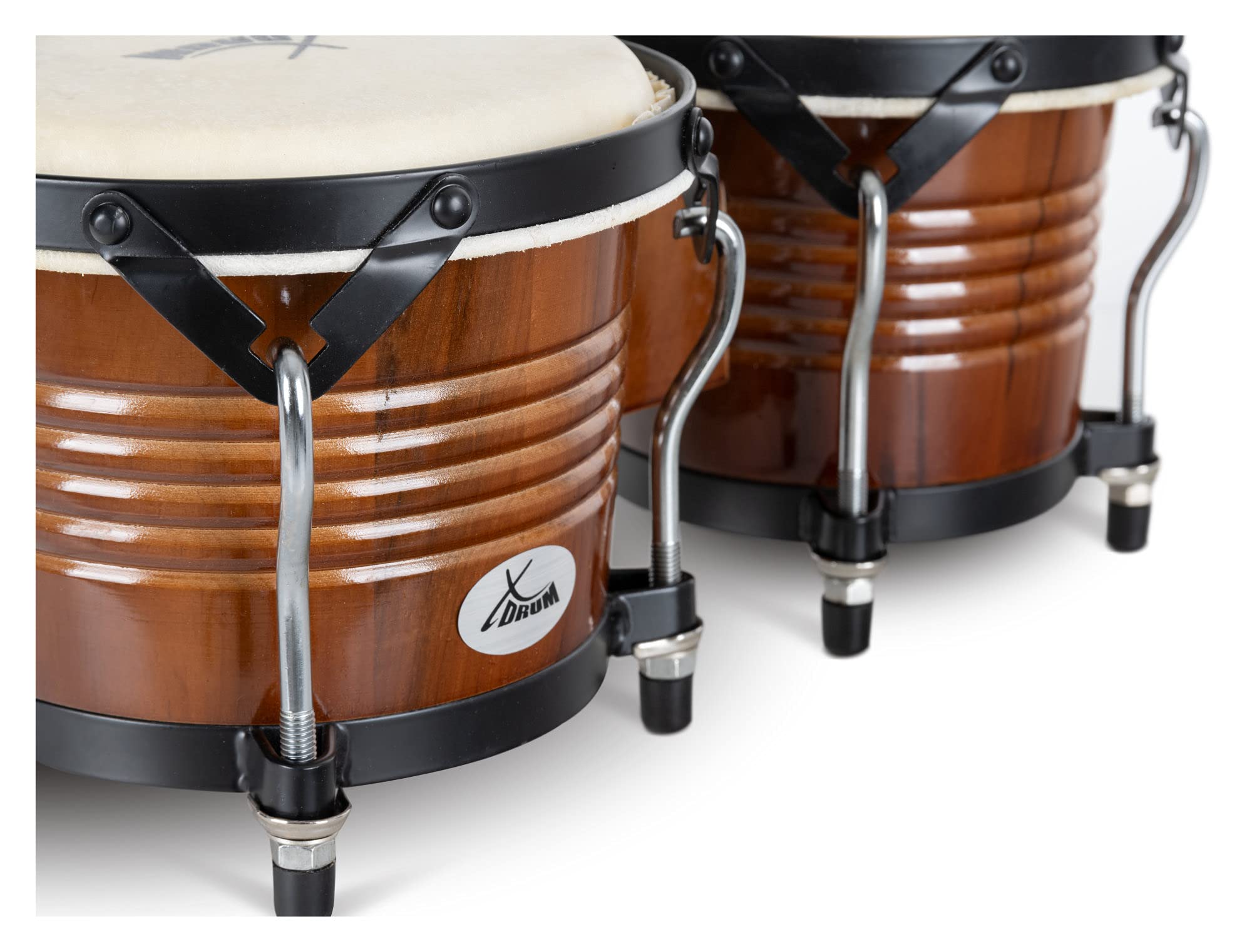 Bongo Professionale Xdrum Bongo XDrum Pro Tobacco Con Supporto - Set Percussioni 6.5 E 7.5 Pollici Per Musica Latina Bongo D20 Xl