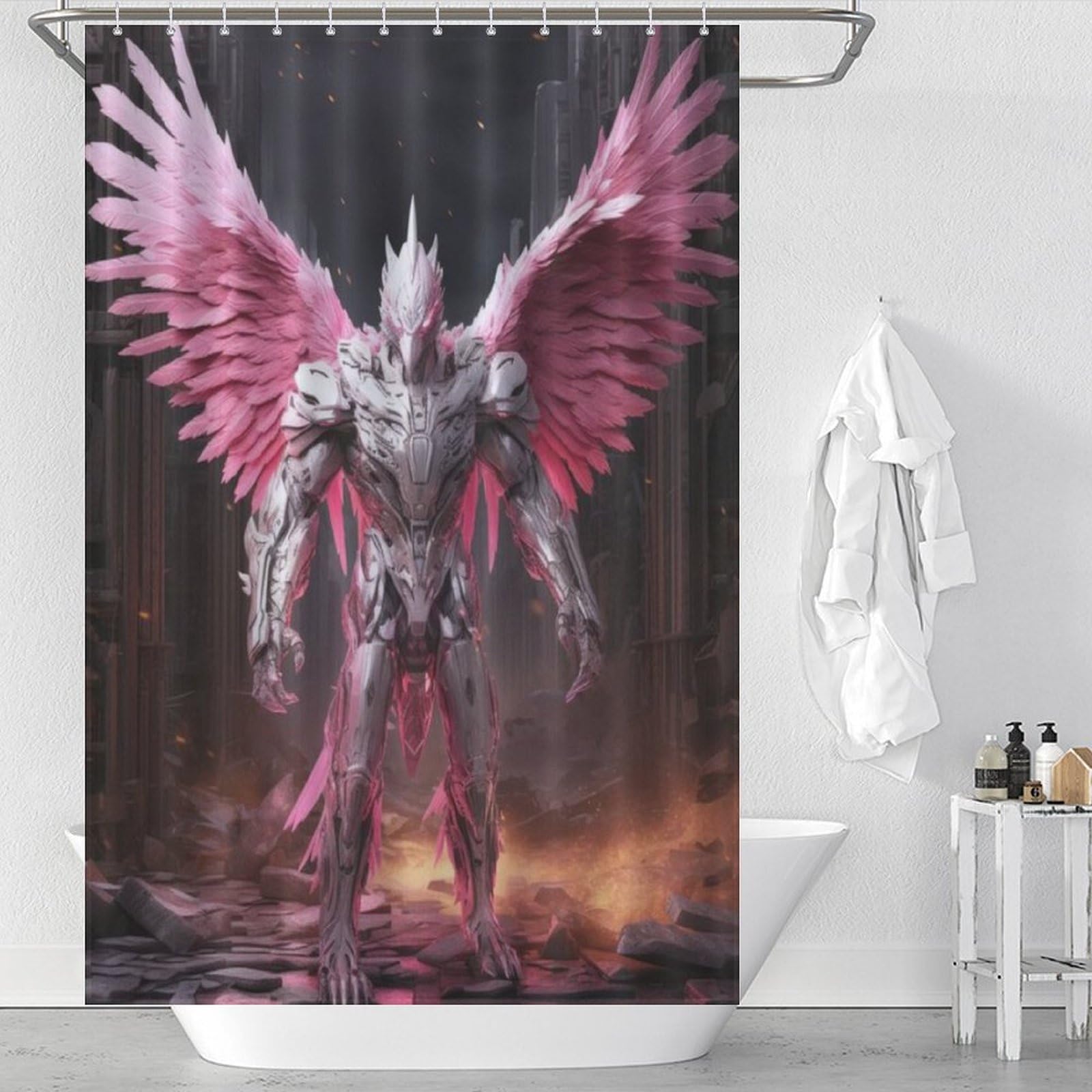 Rideau de douche guerrier mécanique polyester imperméable 122x183