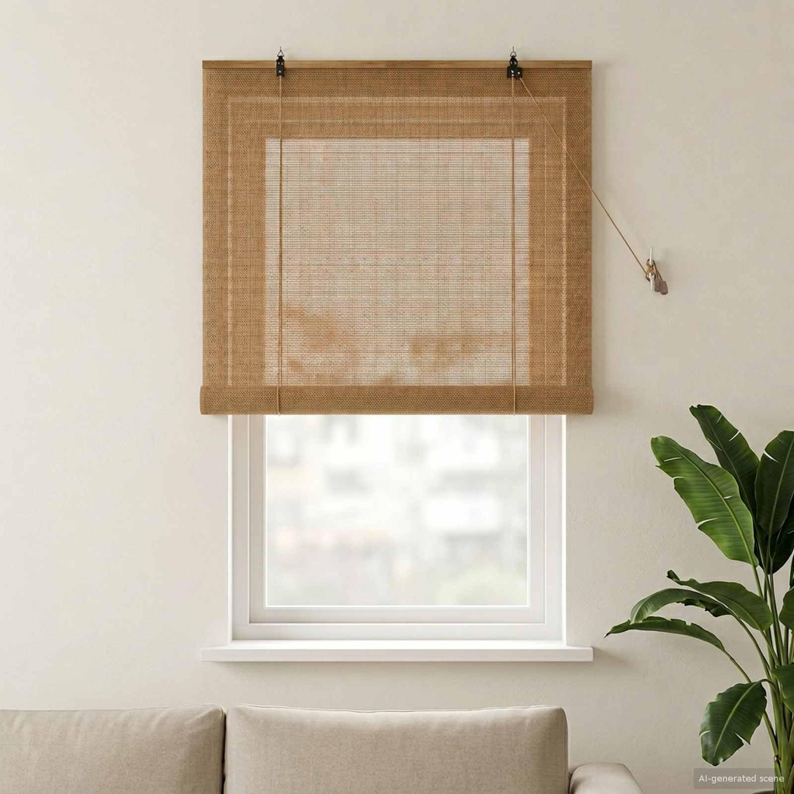 Store enrouleur en bambou marron 80 x 160 cm avec contrôle de la lumière réglable, options de montage polyvalentes, résistant aux UV et durable pour chambre à coucher, salon, cuisine, balcon