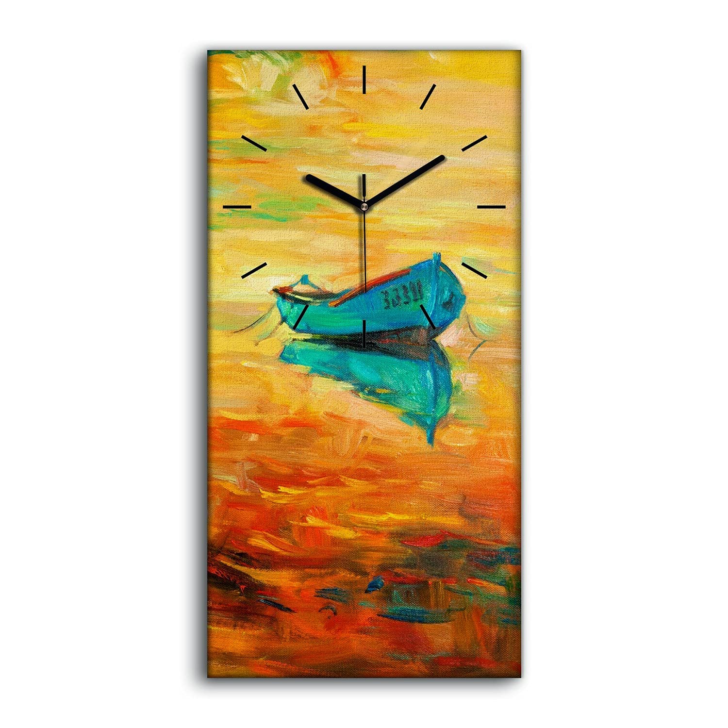 Horloge sur Toile Deco Salon Moderne Tableau Grand Format 30x60 cm Ambiance Nature Ciel et Lac
