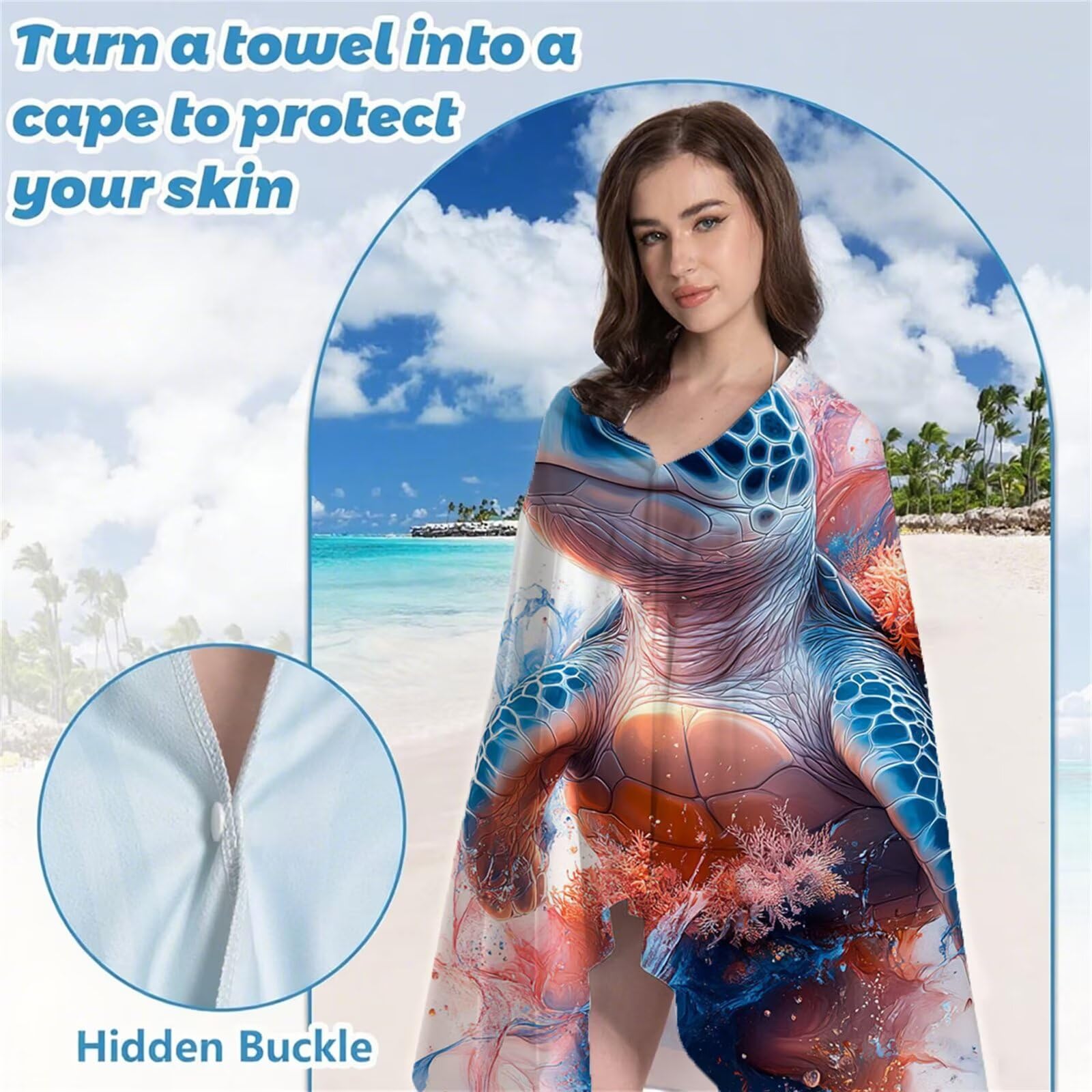 Serviette de Plage XXL 80x180 cm Anti Sable et Séchage Rapide mikrofibra Drap de Plage Serviette de Bain Grande Taille Drap de Bain pour Homme Femme Voyages Natation Camping Pique Nique Tortue S-525