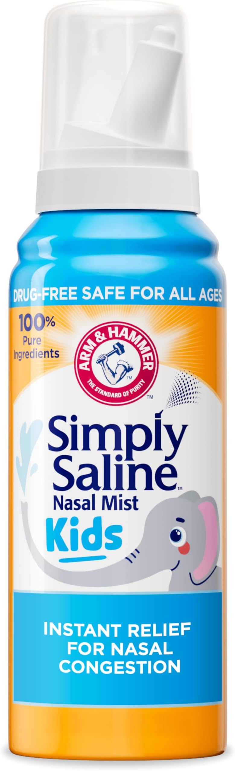 ARM & Hammer Simply Saline Kids Nasal Mist, Saline Spray for Gentle Nasal Congestion Relief, 3.1 Oz