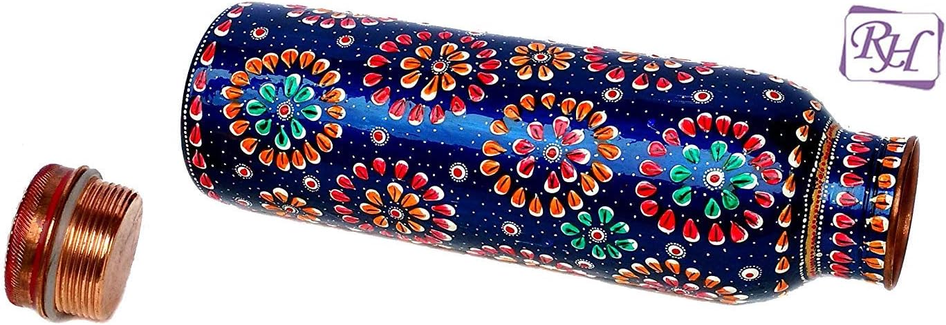 NIANWUDU Craft N Copper Hand Painted Water Bottle for Drinking & Serving