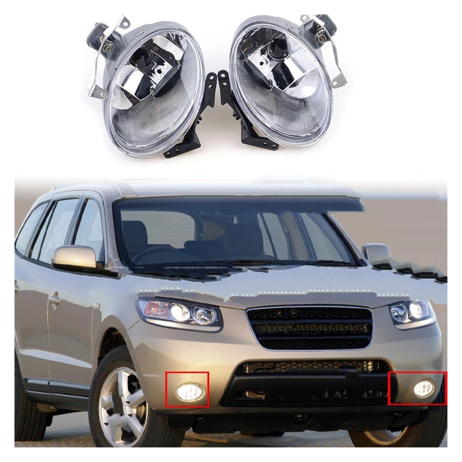 Misura Per HYUNDAI Per Santa Fe (CM) 2007-2009 Pre-facelift Accessori Gruppo Luce Nebbia Alogena Paraurti Anteriore Lampada Guida Faretti Fendinebbia(Fog Lamp Right)