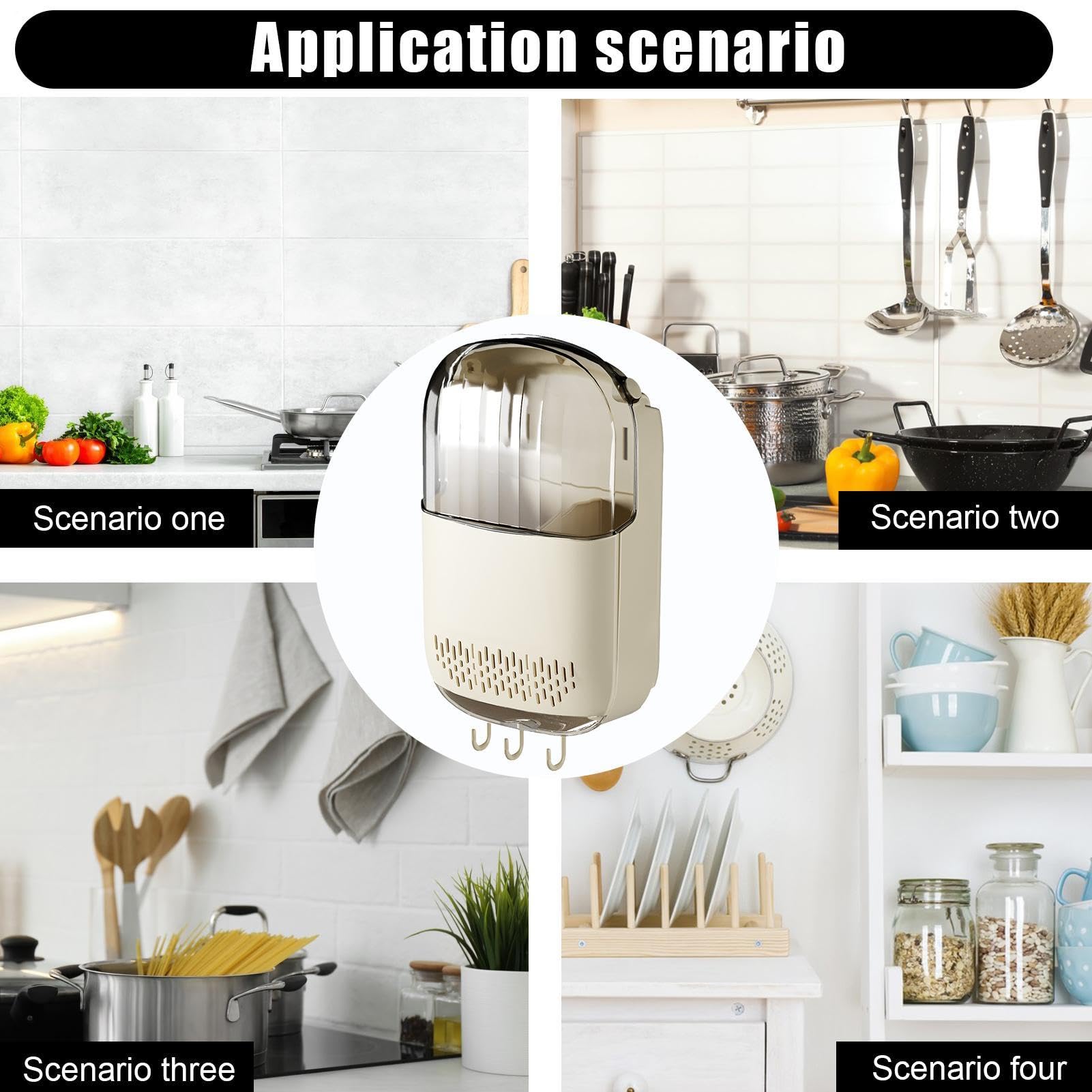 Soporte de pared para utensilios de cocina, no requiere taladrar, contenedor de almacenamiento moderno, estante para cubiertos cubierto, organizador de cocina colgante compacto