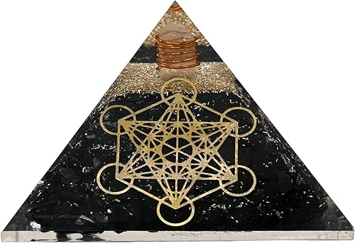 Miniatura 15 de Pirámide de orgón grande Cristal de pirámide de turmalina negra Pirámide de orgonita OM Pirámides de órgano Curación de energía positiva