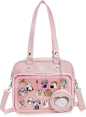 Ita Bag Crossbody Handbags Kawaii Shoulder Purse Square Backpack with Insert Anime Pins Display