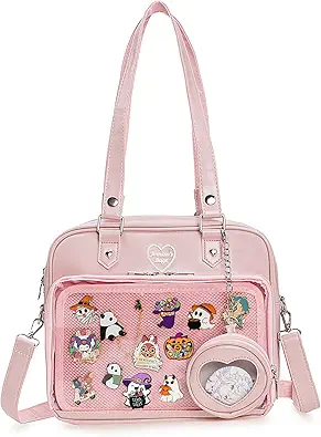 Ita Bag Crossbody Handbags Kawaii Shoulder Purse Square Backpack with Insert Anime Pins Display