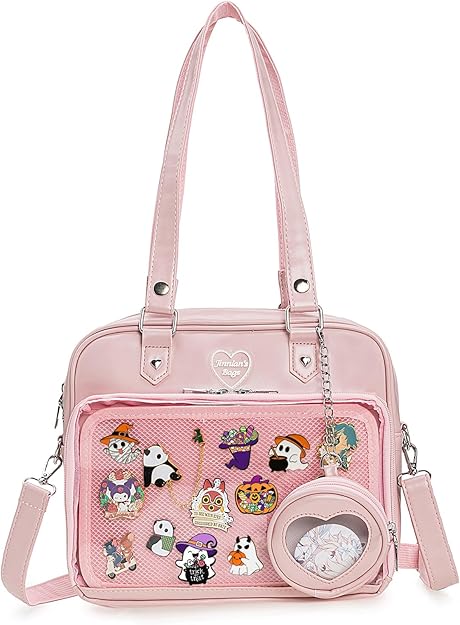 Ita Bag Crossbody Handbags Kawaii Shoulder Purse Square Backpack with Insert Anime Pins Display