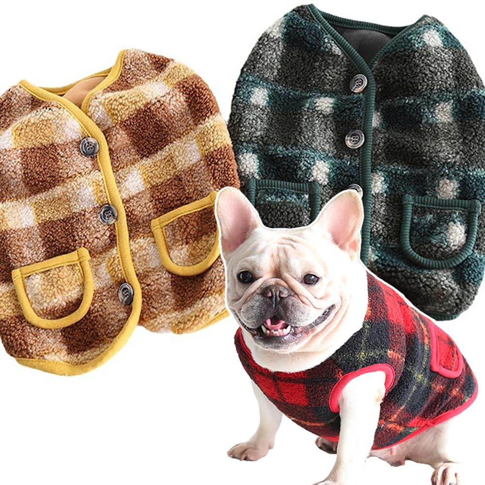 BT Bear Fat Dog Clothes,Dog Big Chest Polar Fleece Pet Winter Warm Coat Jacket for Cats Small Dogs Medium Dogs Pug French Bulldog (S,Red) - Image 3