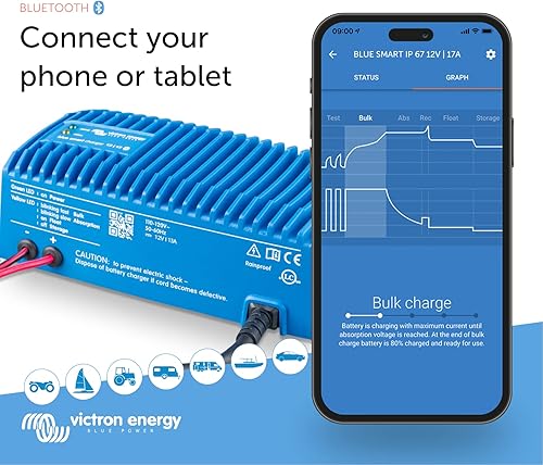 Miniatura 2 de Victron Energy - Cargador de batería inteligente, IP67, 1224 voltios, 5-25 amperios, color azul (Bluetooth)