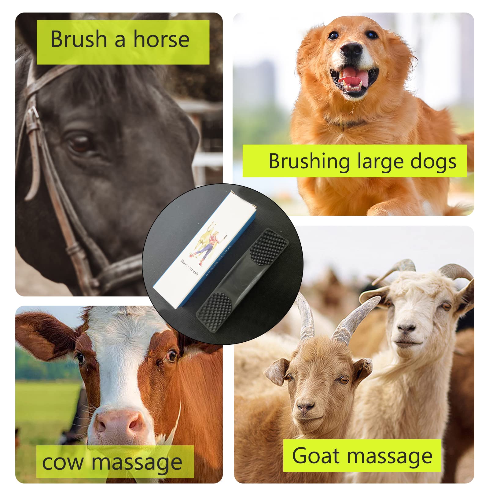 Cepillo para raíces de Caballos, 6 en 1, Cepillo de Caballo, Cepillo de Masaje para Caballos para Eliminar el Pelo seco y Suelto de Caballos y Perros Grandes