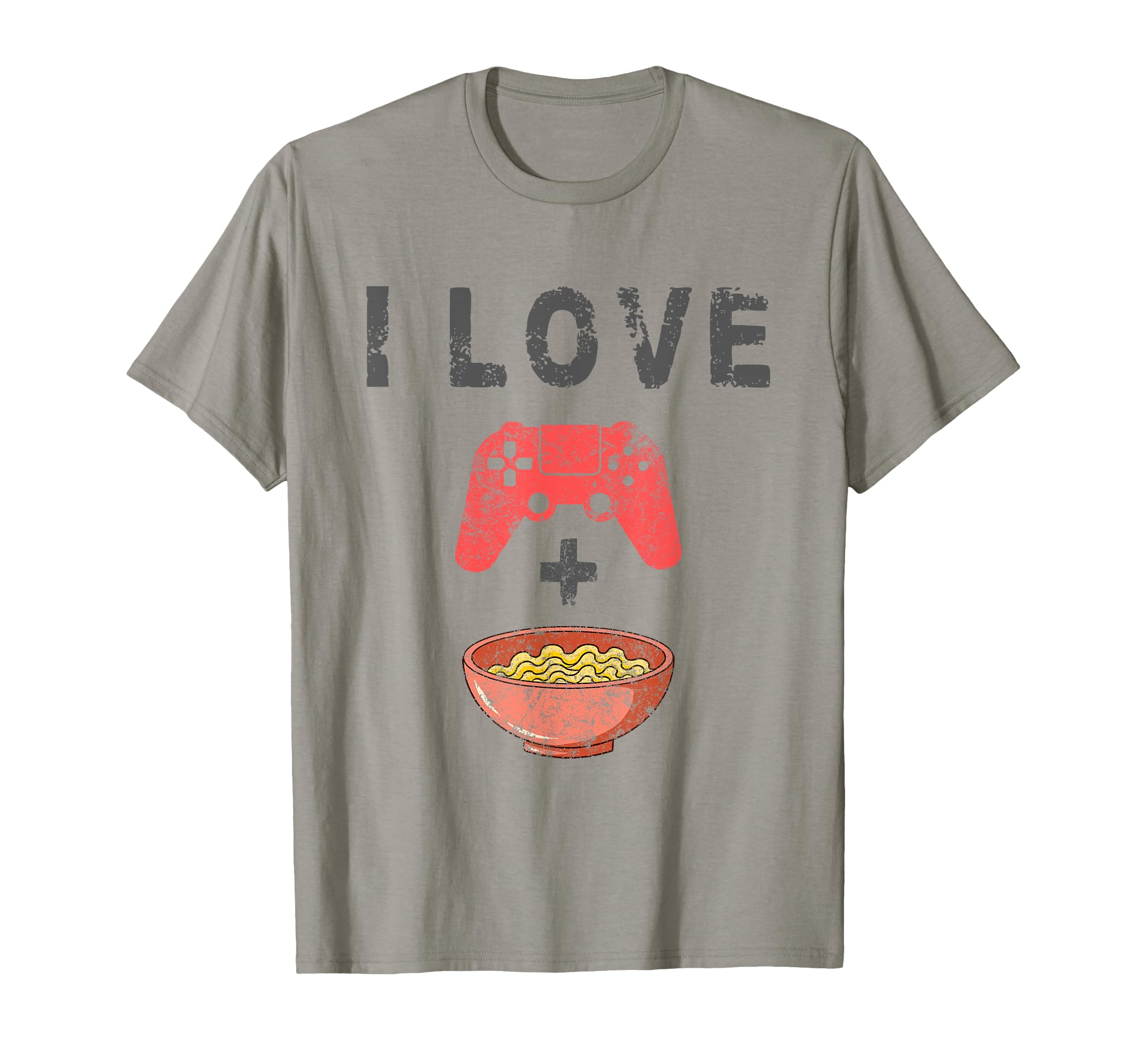 I Love Ramen and Gaming Funny Retro Noodles Gamer T-Shirt Small