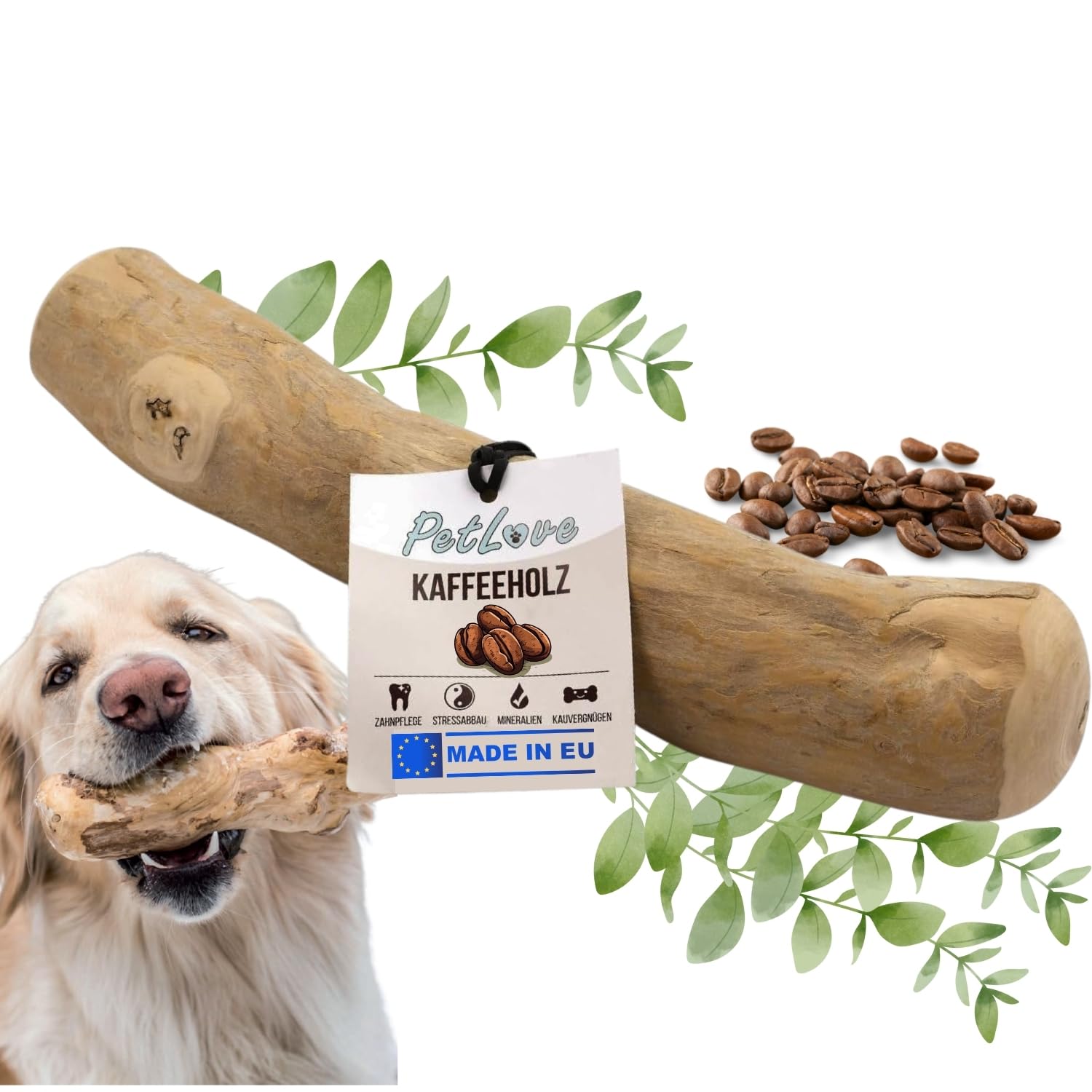 PetLove Coffee wood for dogs • Chewwood dog toy and dental care • Wooden bone for dogs • Without caffeine • Size: M