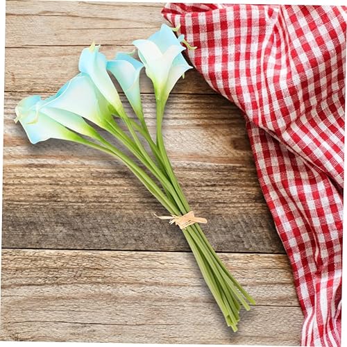 Miniatura 4 de ARTIBETTER 10 jarrones de lirio de cala artificiales azules decorativos, jarrones azules, ramos de boda, boda, fiesta, ramo de flores, ramo de boda,