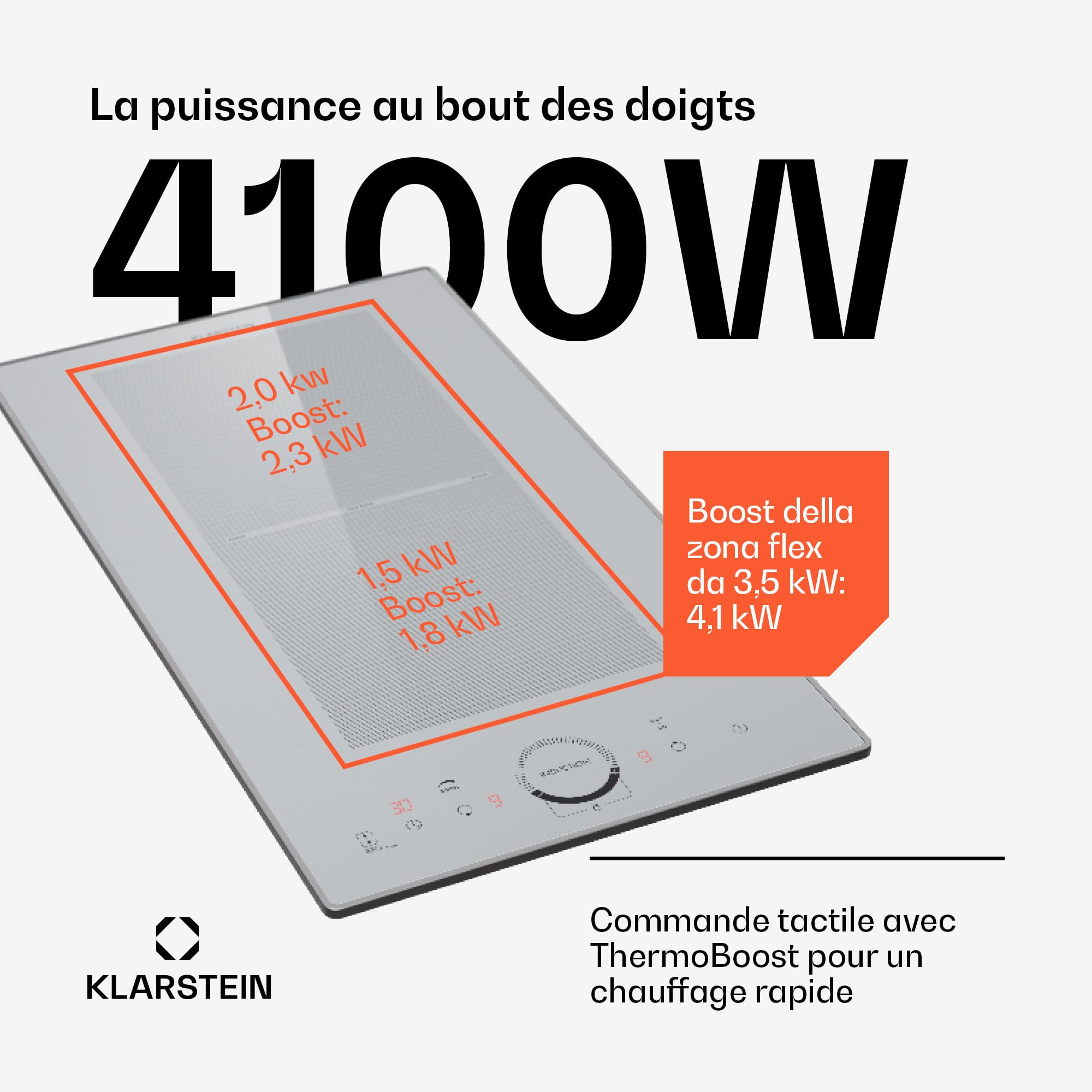 Klarstein Plaque Induction 3500W, Plaque de Cuisson Electrique à Induction, Encastrées 2 Feux, Tables de Cuisson Encastrable, Contrôle Tactile, Rechaud Electrique pour la Cuisine