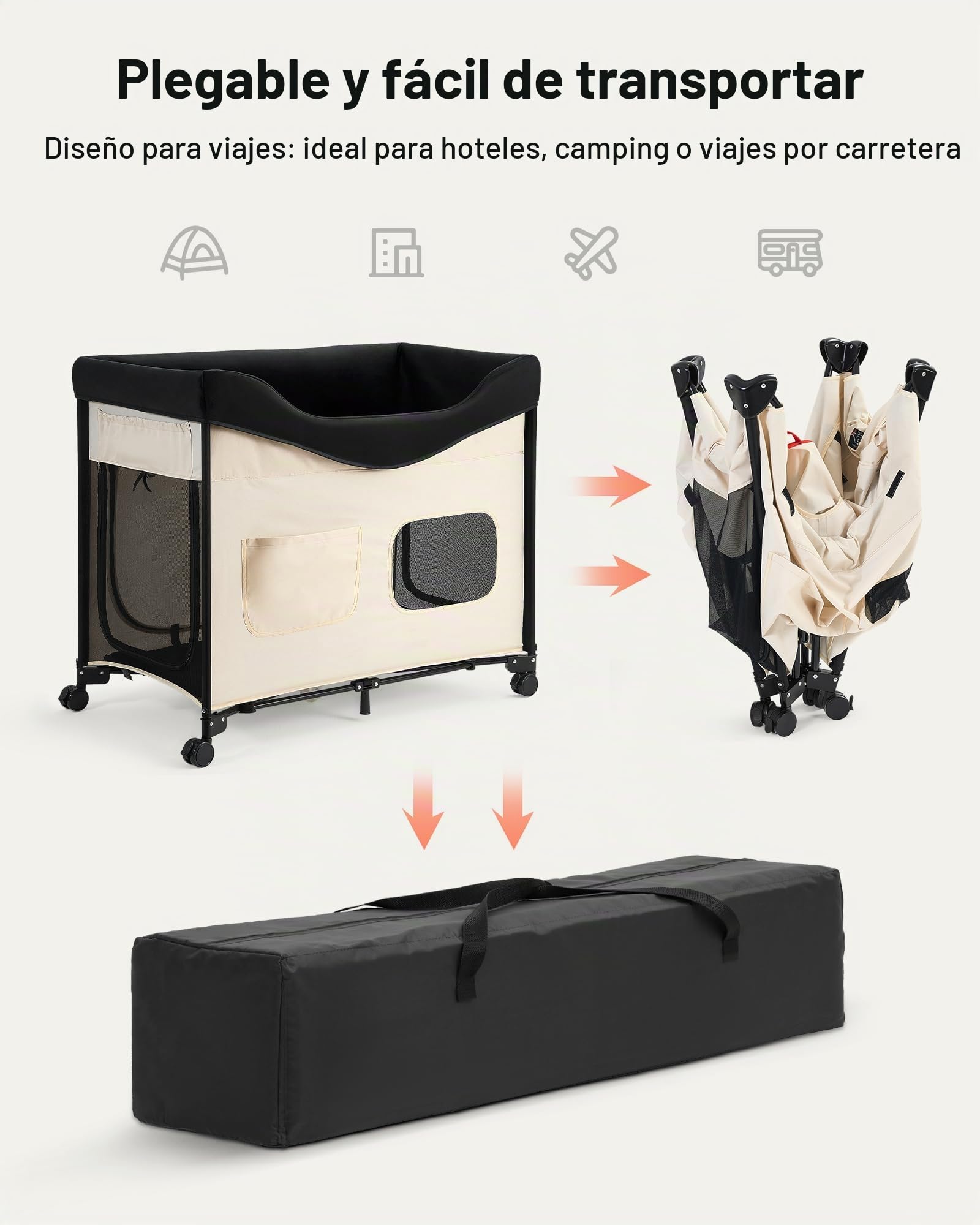 VEVOR Cama Elevada para Perros 1020x590x875 mm Litera Plegable para Perros de 2 Niveles con Tela Oxford 600D y Terciopelo Holandés Carga de 45 kg con Ruedas y Bolsa de Transporte, Talla XL, Beige