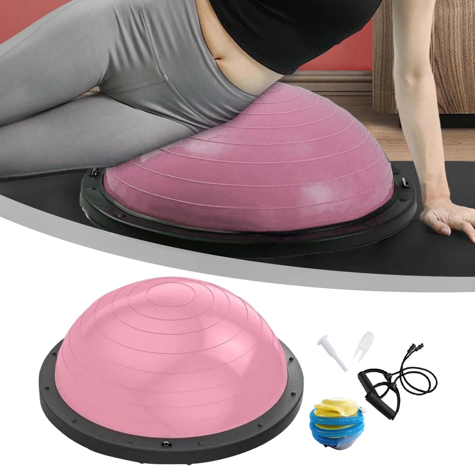 Balance Ball, Palla Semi-Ginnastica Gonfiabile, Dispositivo per L'allenamento Dell'equilibrio con Fasce di Resistenza E Pompa per Ginnastica,
