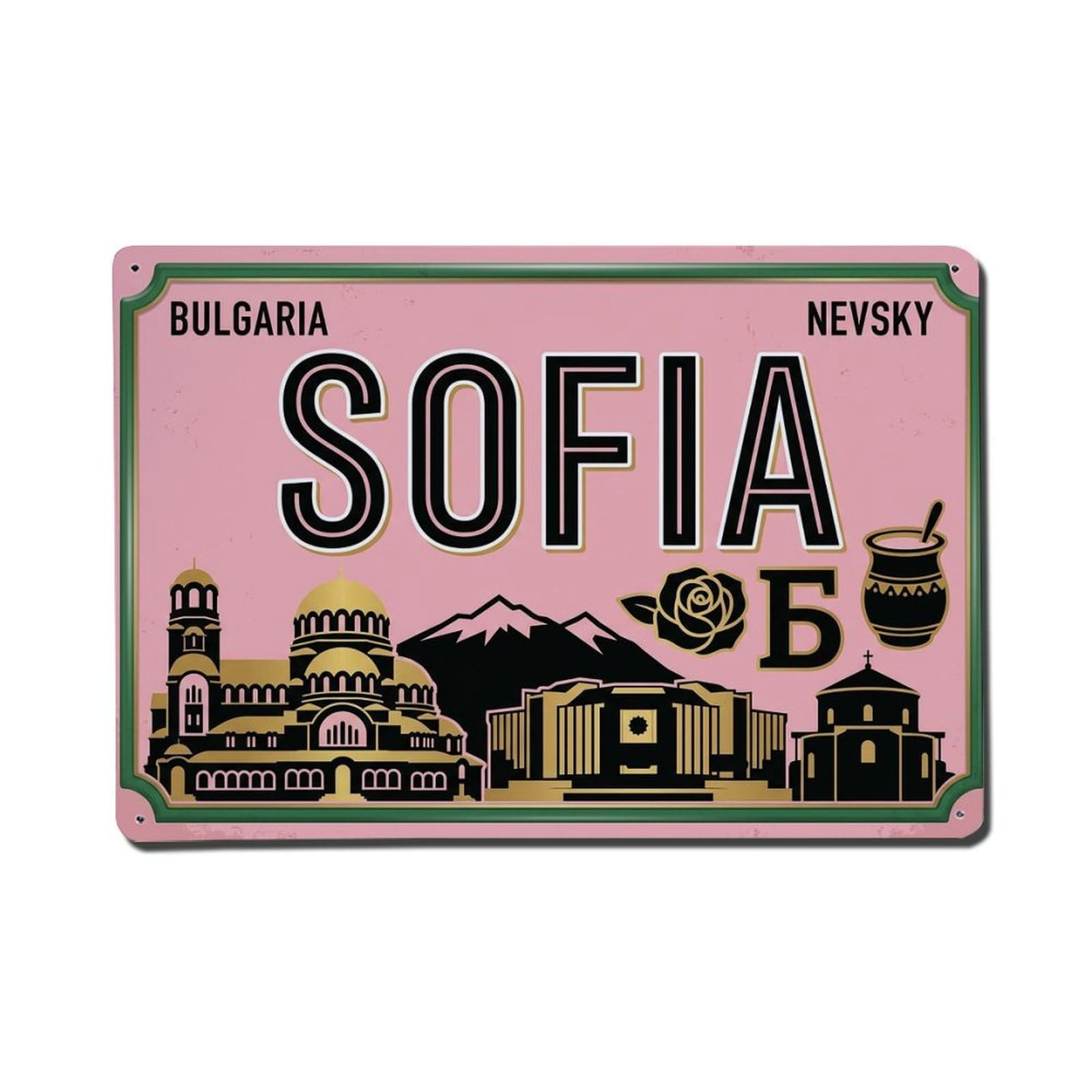 Cxhjca 8X12inch(20X30cm) Vintage Travel Sofia Cathedral Church Rose Metal Tin Sign