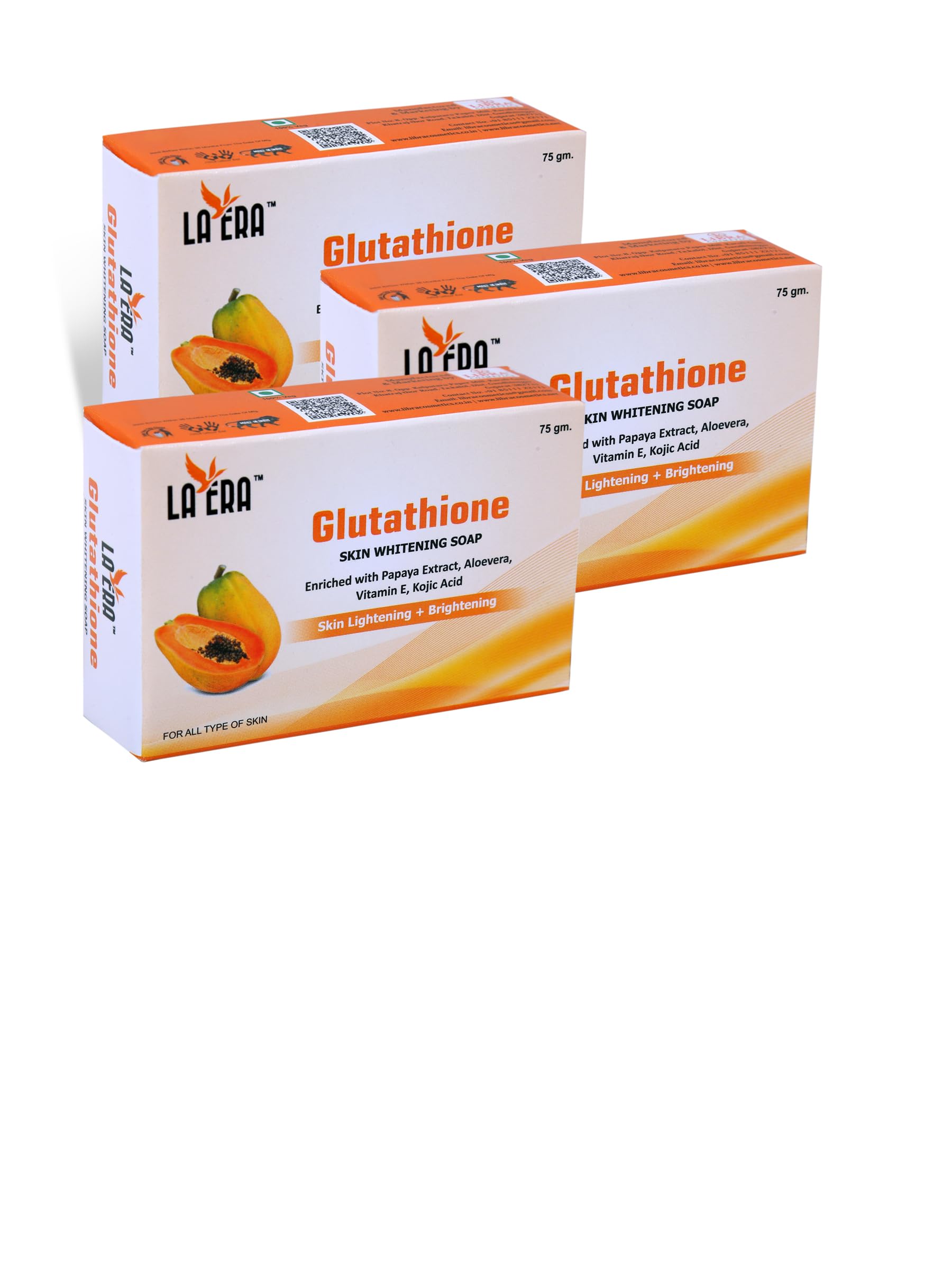 LA ERA Glutathione Papaya Skin Lightening & Brightening Soap, Whitening Soap; Enriched with Papaya Extract, Vitamin E and Kojic acid; Dark Spot And Dead Skin Cell Removal For All Skin- Pack of 3 (225 g)-picture-21