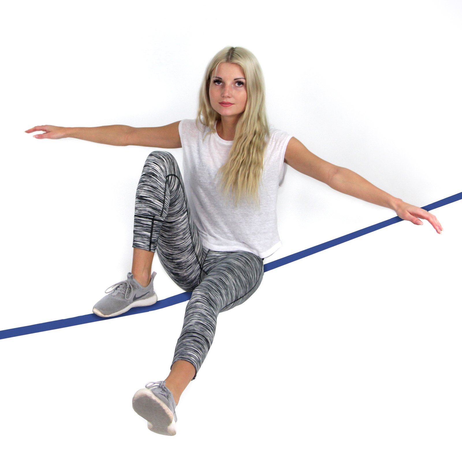 ALPIDEX Slackline 15 m para principiantes y expertos , Carga máxima 2 toneladas , Incl. una bolsa de transporte, Color:azul