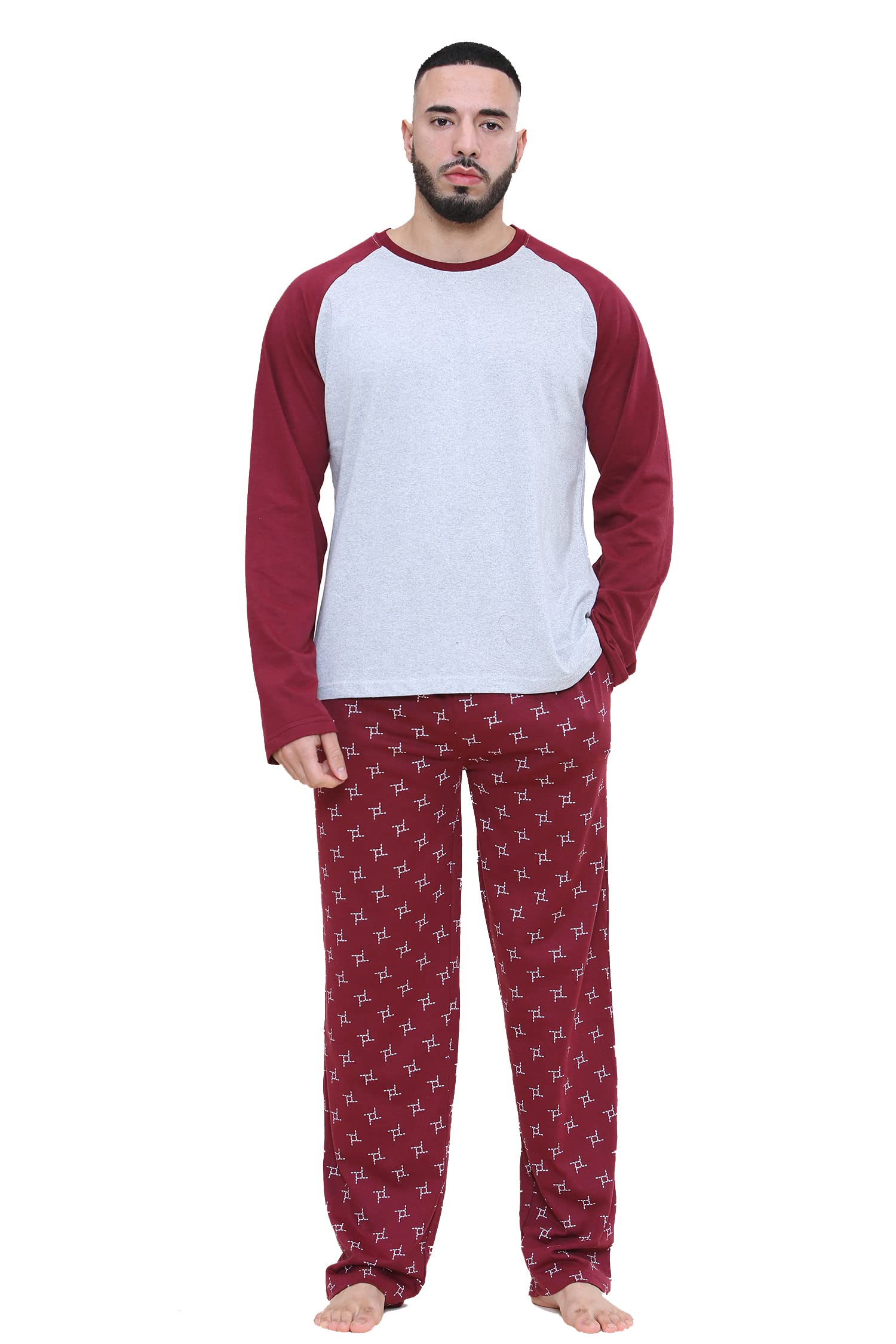 Brooklyn Imports LTD Mens Pyjama Pajama Set Bottoms/Top Elasticated Waist Soft Cotton Loungewear