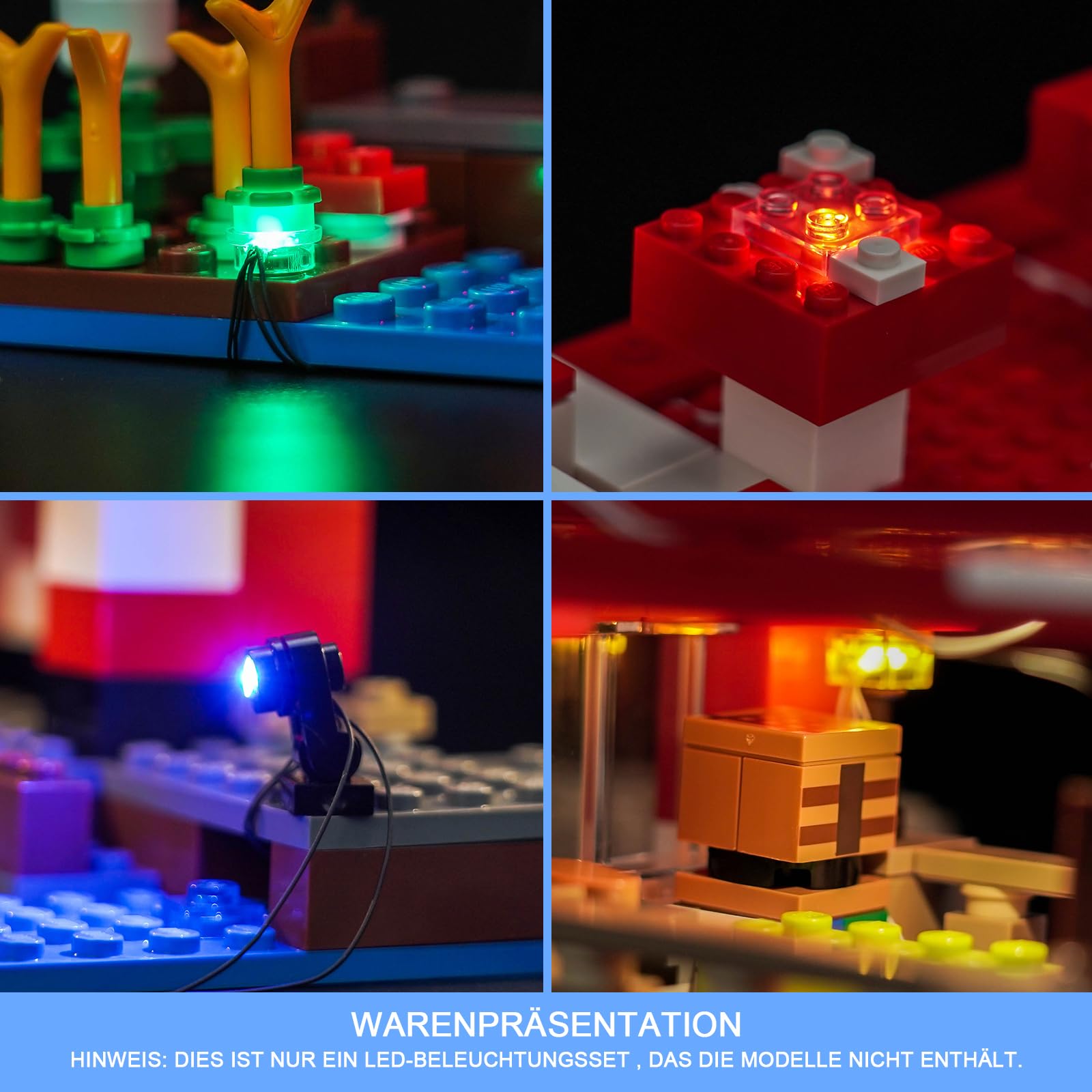 LocoLee Licht Kompatibel mit Lego 21270 Das Pilzkuh-Haus, Beleuchtung Set Compatible with The Mooshroom House 21270 (Nicht enthalten Modellset) - 5