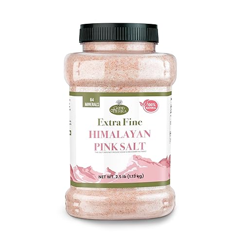 Good Tierra Sal rosa del Himalaya en frasco, grano extrafino, 2.5 libras.