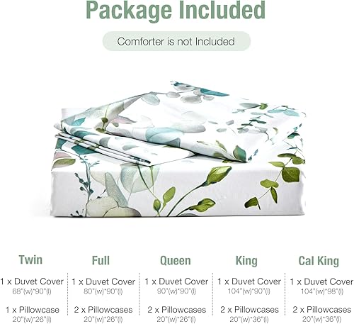 Miniatura 7 de Lekesky Funda de edredón reversible tamaño King, diseño de ramas grises y blancas, juego de ropa de cama botánica de microfibra de 3 piezas con