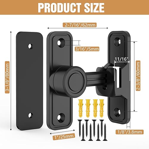 Miniatura 5 de Cerradura de puerta corrediza de granero, 90 y 180 grados, doble propósito, resistente, pestillo de seguridad para puerta, cerradura para jardín,