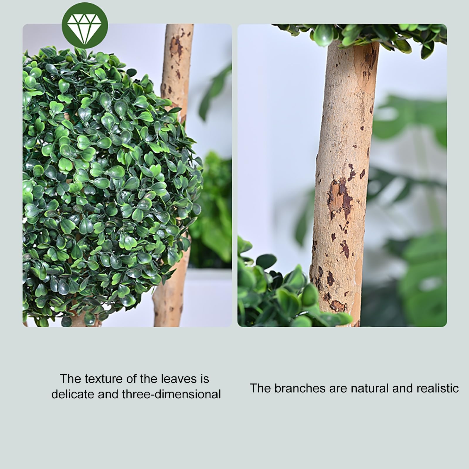 Albero Artificiale Decorativo, Albero Topiario a Forma di Palla di Bosso in Vaso, Pianta Finta per Decorazioni Interne/Esterne, Verde Scuro(Medium)