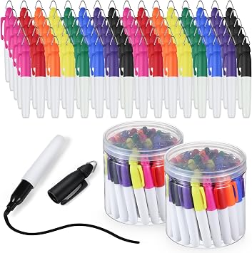Ctosree 80 Pcs Mini Permanent Markers for Nurses Badge Mini Markers with Golf Keychain Clips Golf Ball Point for Office Classroom Supplies