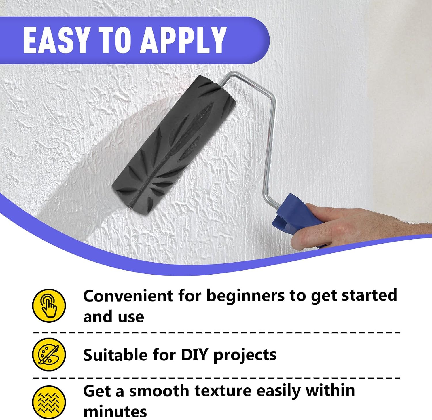 9 Inch Drywall Texture Roller, with Crow's Foot Pattern Design | For Creating Decorative Textures on Walls