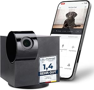PetTec CCTV Camera Full HD 360° WiFi Night Vision Automatic Noise Detection for Pets / Dogs / Cats / Babies / Security Video Recording & Sharing Pet Camera with App (IOS / Android). asin的图片