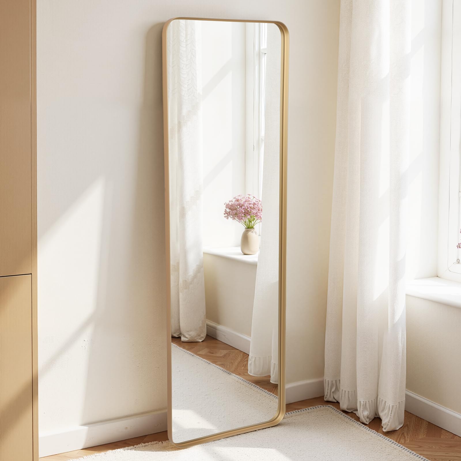 Reflix Wall Mirror 52x161 cm, Gold Bathroom Full Length Floor Wall-Mounted Mirror Decoration for Living room, Bedroom, Entrance
