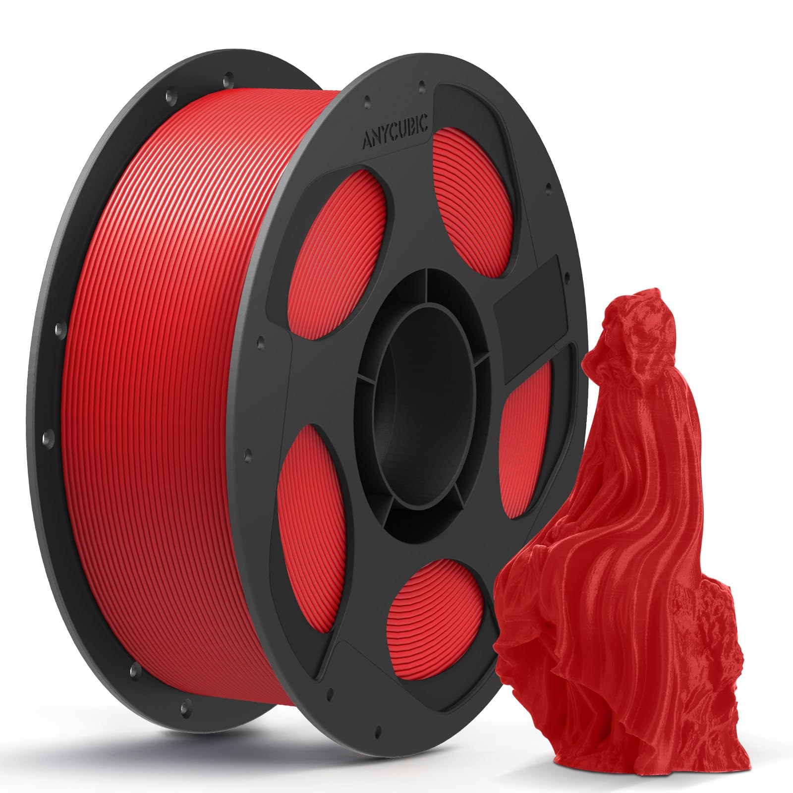 ANYCUBIC PLA Filament 1,75mm, Refill PLA und Spool Kit, 3D Drucker Filament PLA, Vakuumverpackung, Intelligente Identifikation, 1KG Rot