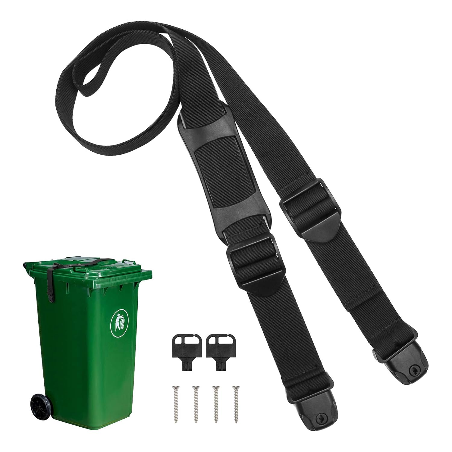 AHIER Bin Strap Garbage Lock, Outdoor Trash Can Lid Strap Garbage Can