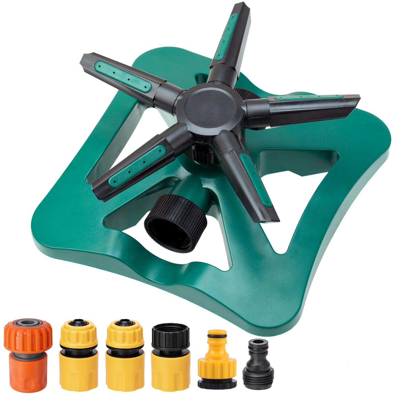 Garden Sprinkler, 5-in-1 Lawn Sprinkler with 360-Degree Rotation Lawn Sprinkler Large Area Coverage - Adjustable, Weighted Gardening Watering System Multipurpose Yard Sprinklers for Plant Irrigation
