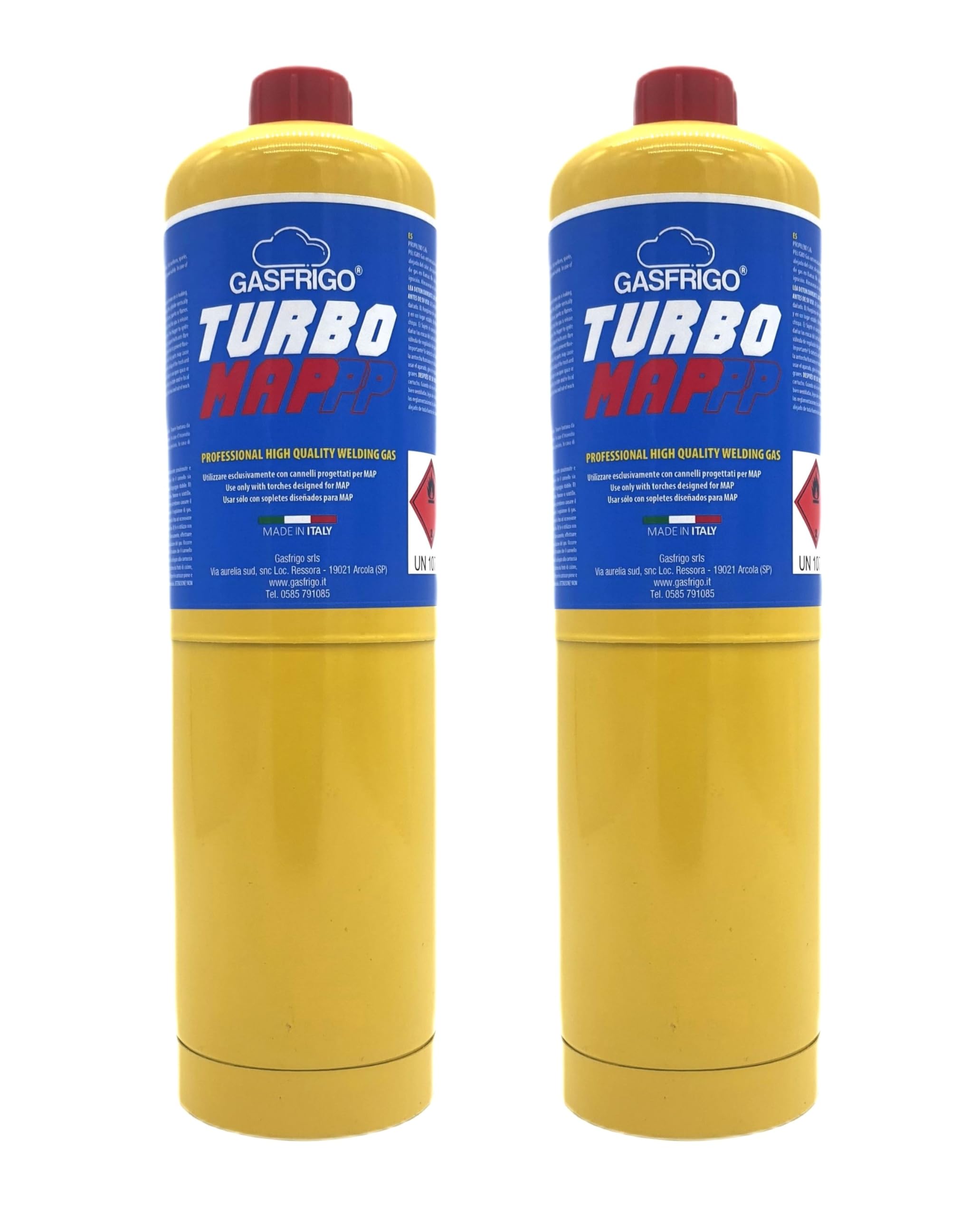 GASFRIGO® NR. 2 BOMBOLE CARTUCCE TURBO MAPP (MAP PRO) 400 gr. SALDATURA TURBO SET 110 200