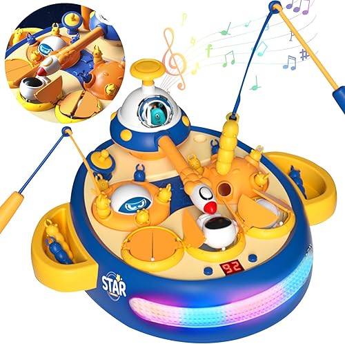 Siairo Whack A Mole Game - Juguetes musicales de pesca interactivos con temática espacial, juguetes con sonido para niños de 3, 4, 5, 6, 7 años de