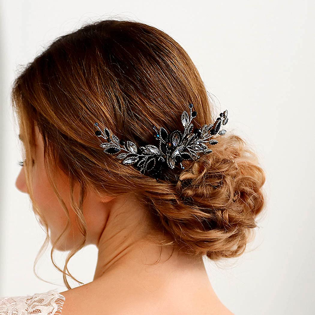Handcess - Pettine per capelli da sposa, con strass argentati, accessorio per capelli da sposa, per donne e ragazze