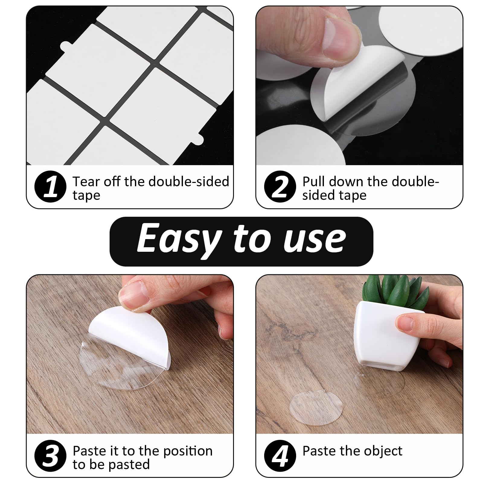 Molain Lot de 80 grands pastilles adhésives double face - Pour photo - 40 mm - Transparent - Pour poster, ballon, papier, fournitures de bureau, bricolage
