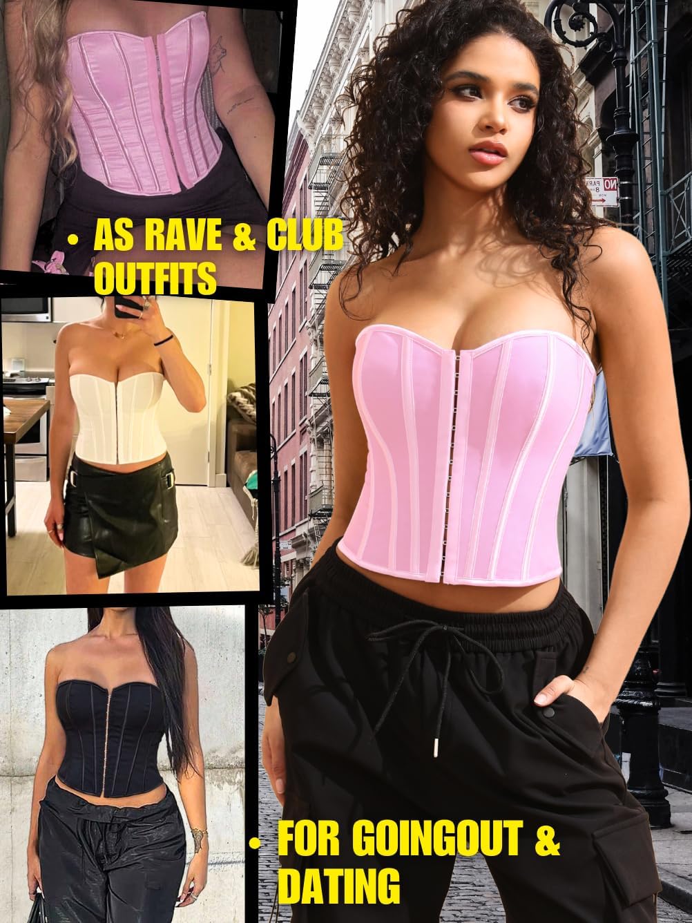 Sexy Strapless Corset For Women, Lace Up Backless Crop Tube, Going Out Bandeau Top - Image 5
