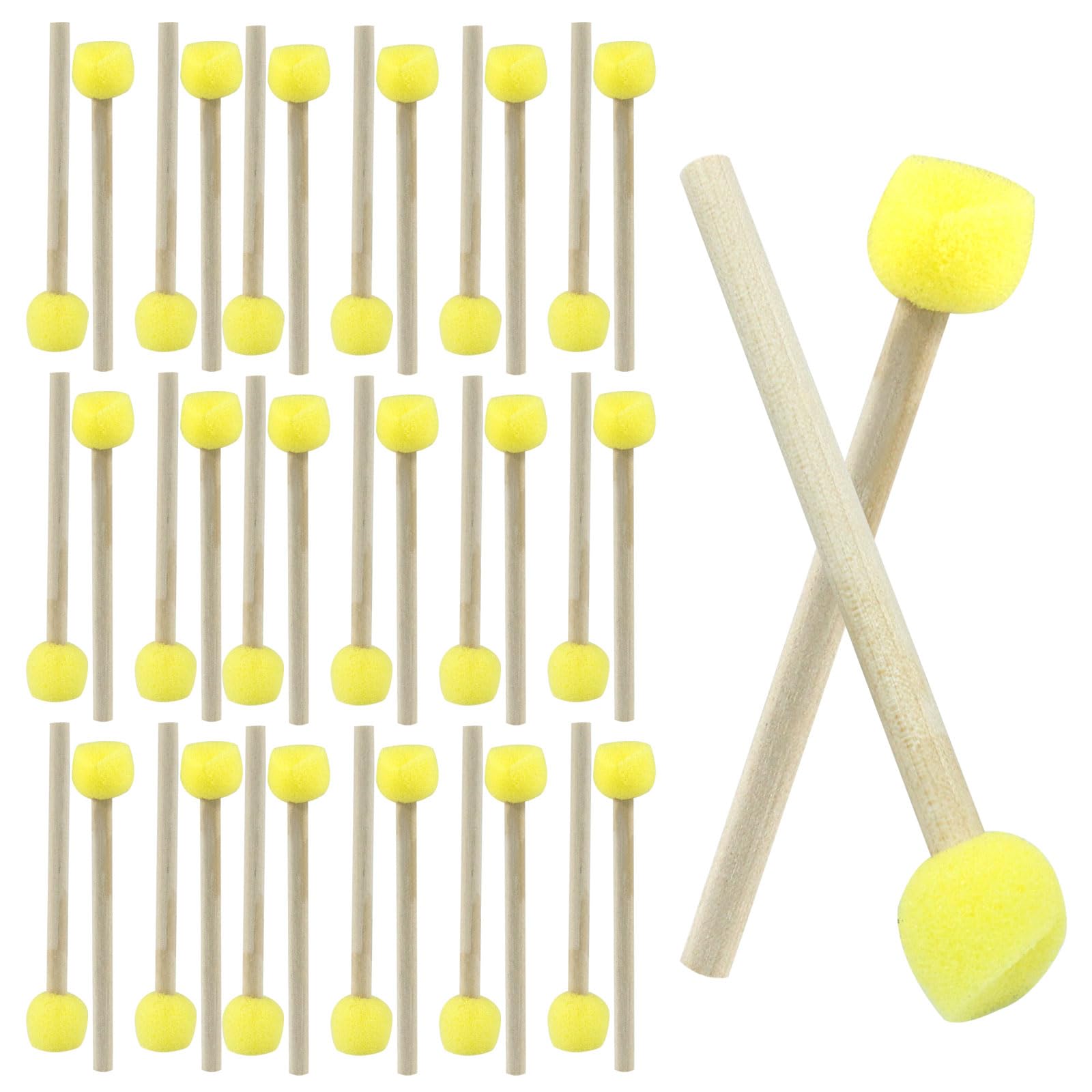 Juego de 40 pinceles de esponja redondos, esponja de espuma de 15 mm, mango de madera, juego de pinceles para pintar manualidades, herramientas de pintura de bricolaje (0.6 pulgadas)