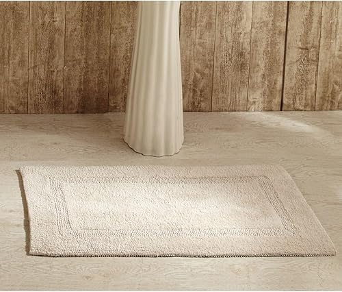 Better Trends Lux Collection - Tapetes de baño 100 % algodón, color arena, acolchonados, reversibles, absorbentes, lavables a máquina, para suelo de