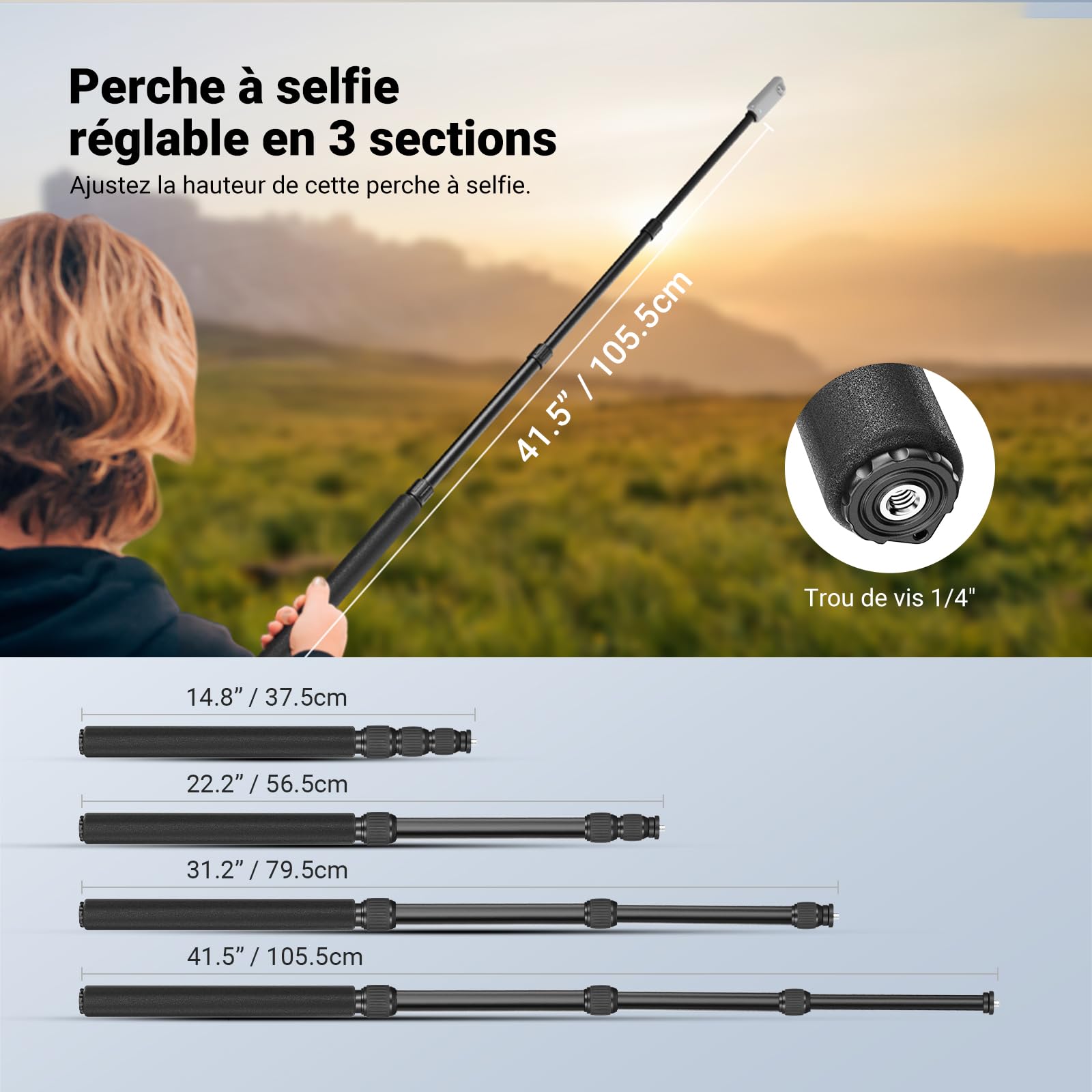NEEWER Kit d'accessoires de montage de moto compatible avec GoPro Insta360 DJI, guidon de vélo invisible, support à double pince avec adaptateur de caméra d'action pour enregistrement vidéo POV, GP-30